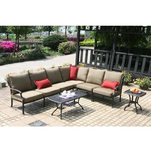 Desert Garden Cast Aluminum Patio Deep Seat Sectional Sofa - Upgraded Cushion(s) Desert Garden Cast Aluminum Patio Deep Seat Sectional Sofa - Upgraded Cushion(s)