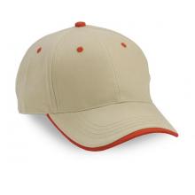 Cobra Caps Heavy Brushed Cotton Twill Cap - Khaki/Red
