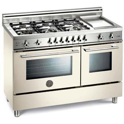 Bertazzoni Ranges 48 Inch Natural Gas 2.9 Cu. Ft. Convection Oven 1.8 Cu. Ft. Aux Oven Dual Fuel White Range X486GPIRBI - Professional Series