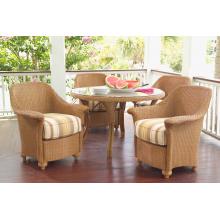 Lloyd Flanders Oxford Lloyd Loom Wicker Outdoor Patio Dining Set - Bamboo Finish - 5 Piece Set