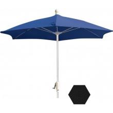 FiberBuilt Outdoor Umbrellas 7.5 Ft Hexagon Black Olefin Umbrella With White Aluminum Frame