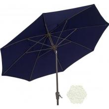 FiberBuilt Outdoor Umbrellas 7.5 Ft Hexagon Natural Olefin Umbrella With White Aluminum Frame & Push Button Tilt