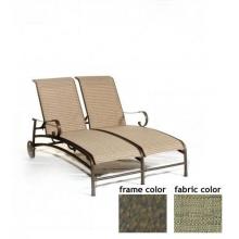 Barcelona Aluminum Double Sling Chaise Lounge With Wheels With River Rock Frame And A0224 Fabric