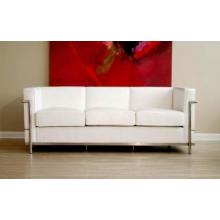Sulyen Leather Steel Frame Sofa In White