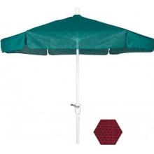 FiberBuilt Outdoor Umbrellas 7.5Ft Hexagon Burgundy Vinyl Umbrella With White Aluminum Frame