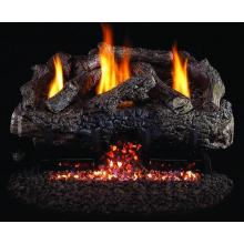 Peterson Real Fyre 18 Inch Charred Frontier Oak Outdoor Log Set With Vent-Free Propane Stainless ANSI Certified G10 Burner - Manual Safety Pilot