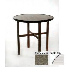 Keys 42 Inch Aluminum Round Bar Height Table - Ribbed Glass With Scavo Bronze Frame