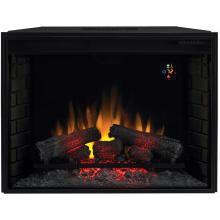ClassicFlame 33EF022GRA 33 Inch Fixed Front Electric Fireplace Insert With Backlit Display And Remote - Black