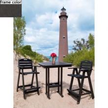 Poly-Wood Recycled Plastic Wood Nautical Patio Bar Set - 37 Inch Square