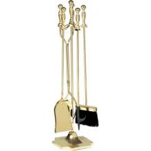 UniFlame 5 Piece Triple-Plated Polished Brass Fireset With Ball Handles