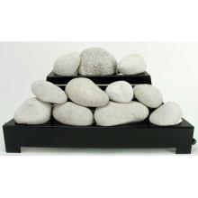 Rasmussen 24 Inch White ALTERNA Vent Free Natural Gas FireStones With Black Chassis And Variable Flame Remote