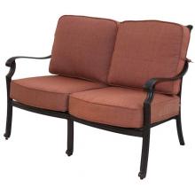 Darlee St. Cruz Cast Aluminum Deep Seating Outdoor Patio Loveseat With Spicy Chili Cushions - Antique Bronze