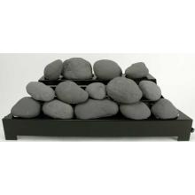 Rasmussen 30 Inch Dark Grey ALTERNA Vent Free Natural Gas FireStones With Black Chassis And Variable Flame Remote
