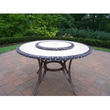 Oakland Living Stone Art Dining Table With Lazy Susan - 48 Inch