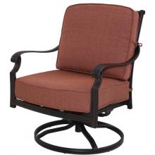 Darlee St. Cruz Cast Aluminum Deep Seating Outdoor Patio Swivel Rocker Club Chair With Spicy Chili Cushion - Antique Bronze