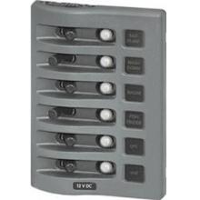 Blue Sea 4376 WeatherDeck Water Resistant Circuit Breaker Panel - 6 Position - Gray