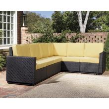 Home Styles Riviera Resin Wicker 6 Seater Outdoor Patio Sectional Sofa Set With Cushions - Harvest Fabric