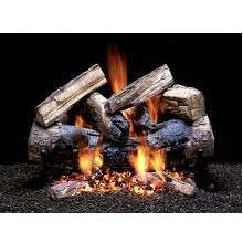 Firegear 30-Inch Wild Cherry Vented Propane Gas Log Set With ANSI Certified Fiamma Triple Burner - Variable Flame Remote