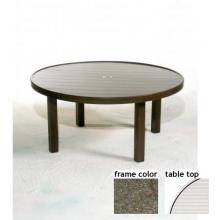 Keys 42 Inch Aluminum Round Conversation Table - Ribbed Glass With Scavo Bronze Frame