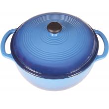 Lodge Dutch Ovens 6 Quart Caribbean Cast Iron Enamel Dutch Oven, Gradated Blue - EC6D33