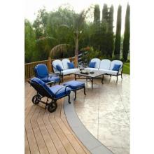 Meadow Decor Athena Cast Aluminum Patio Lounge Set With Cushions - Mocha Stone Finish