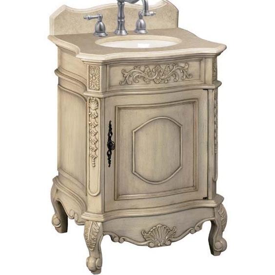 The Belle Foret Single Basin Bathroom Vanity W/Cream Marble Top Antique Parchment (mirror And Faucet Not Included) - BF80030R