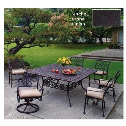 Meadow Decor Paragon Cast Aluminum Patio Dining Set W/ 65 Inch Square Table - Mocha Stone Finish Meadow Decor Paragon Cast Aluminum Patio Dining Set W/ 65 Inch Square Table - Mocha Stone Finish