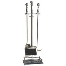 UniFlame 5 Piece Satin Pewter Fireset With Dancing Lady Base