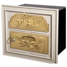 Classic Series Locking Column Mailbox Faceplate - Almond W/ Polished Brass