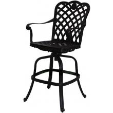 Darlee Del Mar Cast Aluminum Outdoor Patio Swivel Bar Stool With Spicy Chili Cushion - Antique Bronze