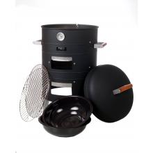 Smoker Disassembled Showing Water Pan And Cooking Grids