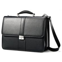 Samsonite Flapover Leather Business Case - Black