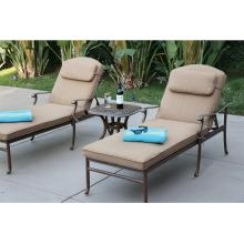 Darlee Sedona Cast Aluminum Outdoor Patio Chaise Lounges And End Table - 21 Inch Square - Mocha