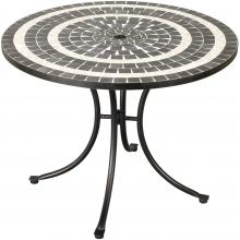 Home Styles Delmar Round Stone Outdoor Patio Dining Table - Black And Gray