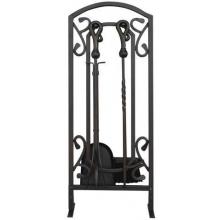 UniFlame 5 Piece Bronze Fireset With Arched Top And Heavy Hook Handles