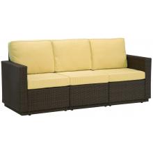Home Styles Riviera Resin Wicker 3 Seater Outdoor Patio Sofa With Cushions - Harvest Fabric