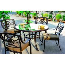Darlee Ten Star Glass Top Cast Aluminum Outdoor Patio Dining Set With Cushions - 48 Inch Round - Antique Bronze