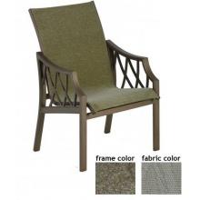 Tanjor Aluminum Low Back Sling Dining Chair With Scavo Bronze Frame And A0109 Fabric