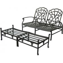Darlee Catalina Patio Deep Seating Reclining Loveseat And Ottoman - Antique Bronze