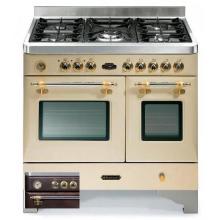 Fratelli Onofri Royal Chiantishire Dual Fuel Range Double Oven, 120V - Hammered Steel/Bronze