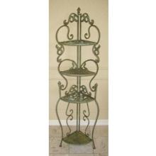 International Caravan Cast Iron 4-Tier Folding Corner Shelf Sage - XF54251-Sage