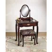 Powell Furniture - Heirloom Cherry Vanity, Mirror & Bench (G) - C52
