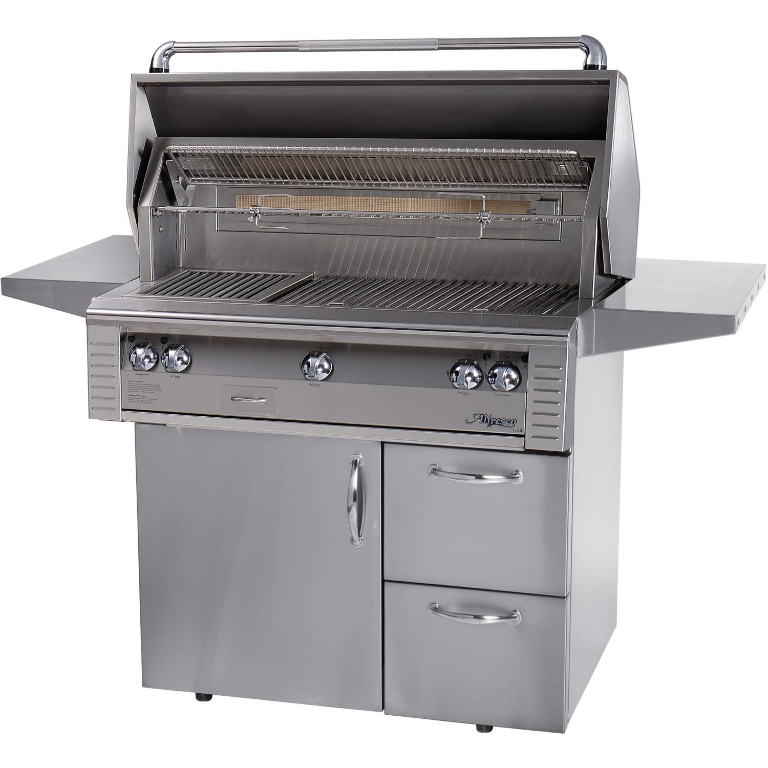 Deals Alfresco LX2 42Inch Propane Gas Grill On Deluxe Cart With Sear