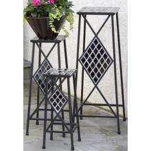 Alfresco Home Cognac Square Diamond Plant Stands - Set Of 3