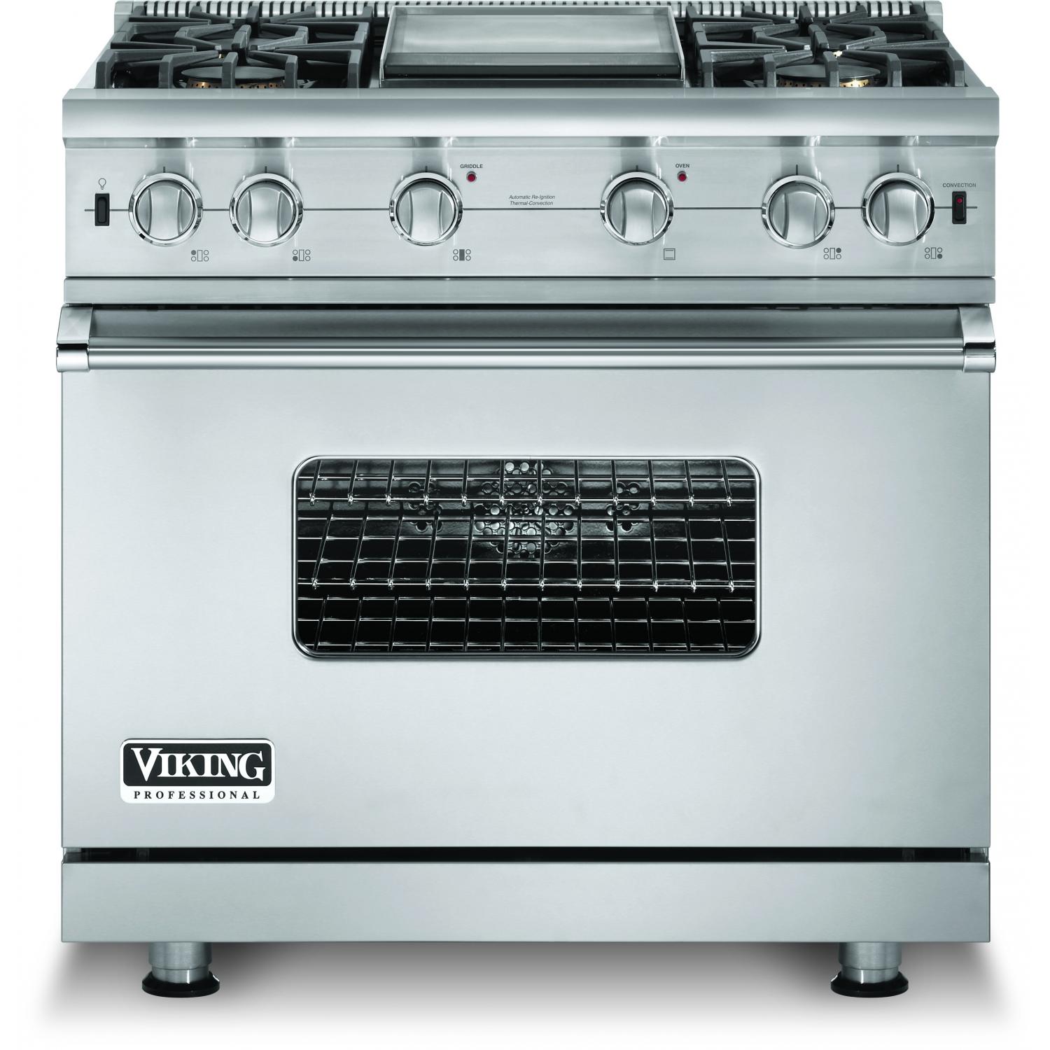 Viking VGCC536-4GLP 36-Inch Professional Series Propane Gas Range With 4 Burners And Griddle - Stainless Steel