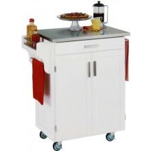Home Styles Small Kitchen Cart With Stainless Steel Top - White - 9001-0022