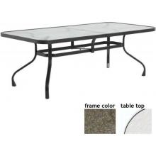 Tribeca 42 X 84 Inch Aluminum Rectangle Dining Table Glass With Scavo Bronze Frame