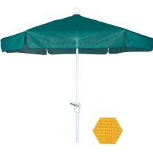 FiberBuilt Outdoor Umbrellas 7.5Ft Hexagon Yellow Vinyl Umbrella With White Aluminum Frame