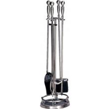 UniFlame 5 Piece Solid Satin Antique Brass Fireset W/ Ball Handles