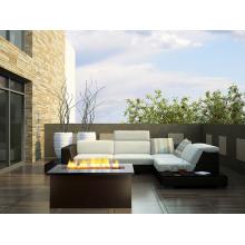 Firegear Key West Outdoor Natural Gas Fire Pit Coffee Table With Stainless Steel Top And Clear Fire Glass